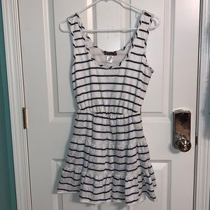 White/Navy Striped Tank Dress. Size Medium